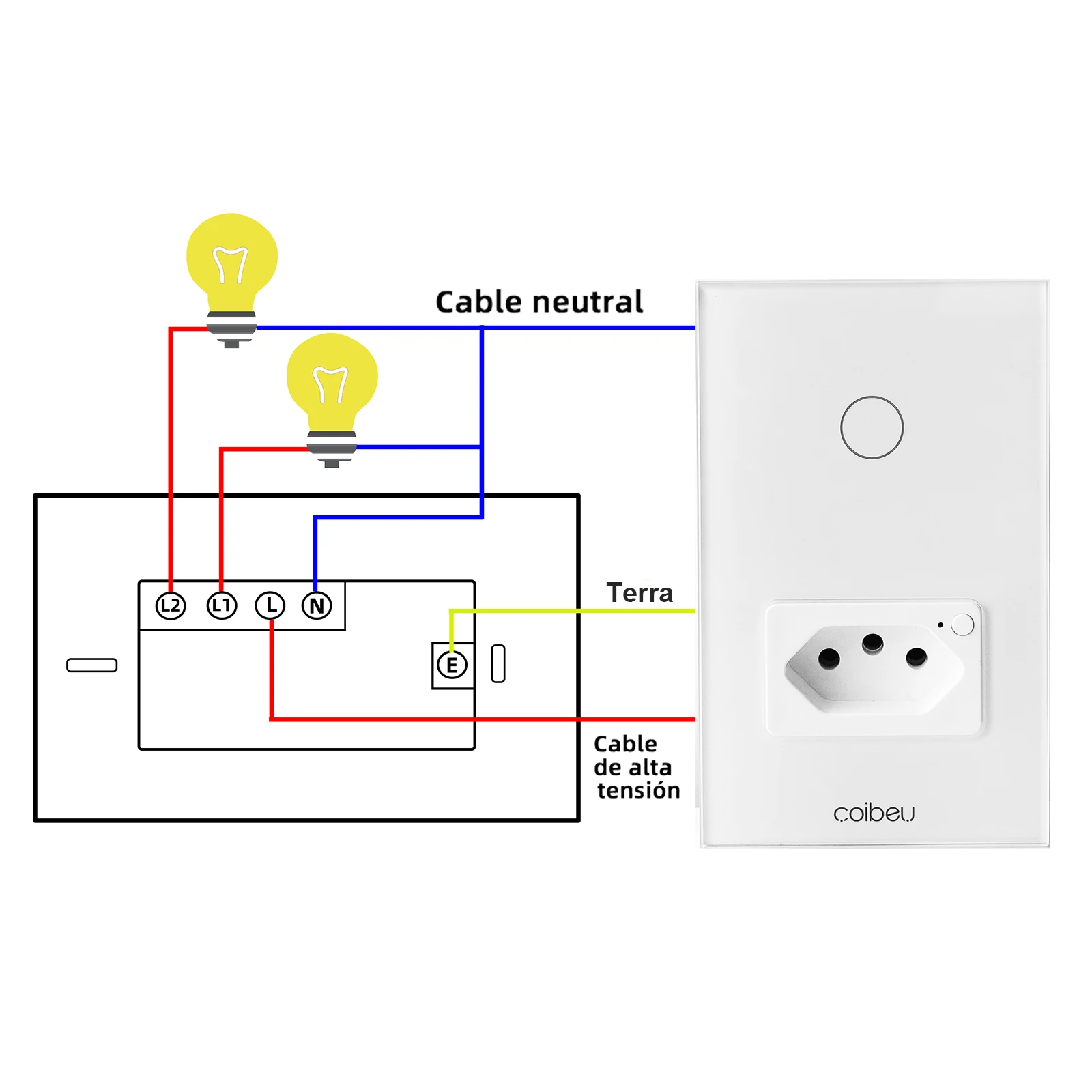 Tuya Alexa مساعد جوجل ، مفتاح إضاءة برازيلي ، مقبس ذكي واي فاي ، مستشعر لمس ، واي فاي ، 10A #6