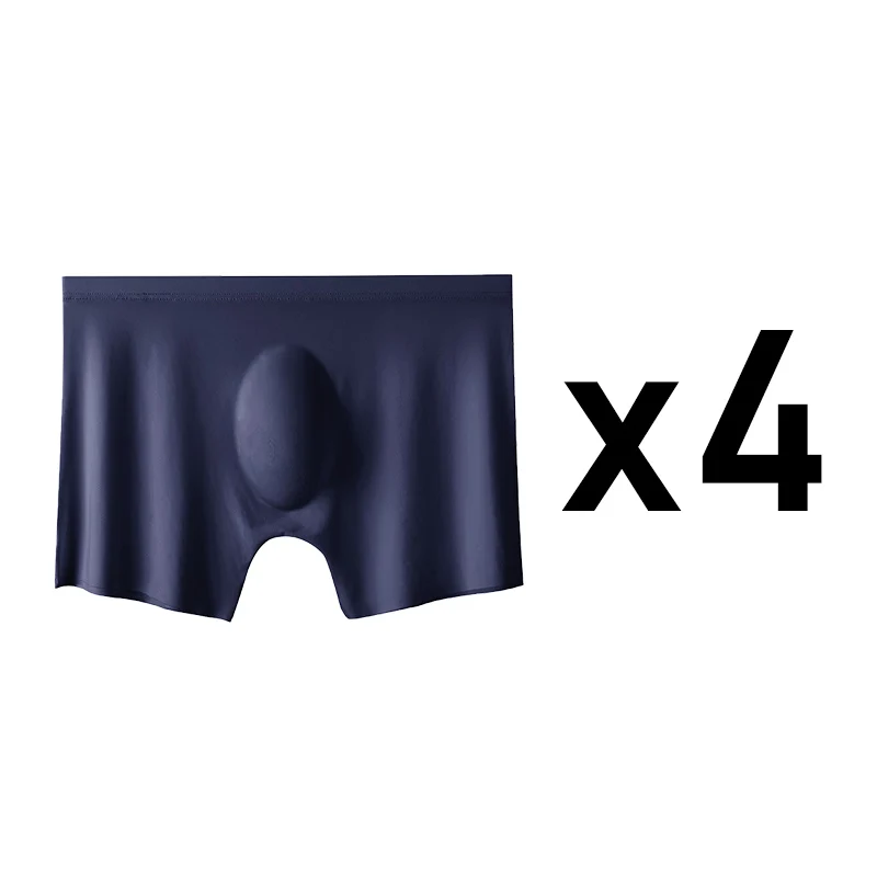 4PCS männer Eis Seide Ultra-dünne Nahtlose Shorts Sexy Dessous Solide Atmungsaktive Boxer Briefs Männer Unterhosen
