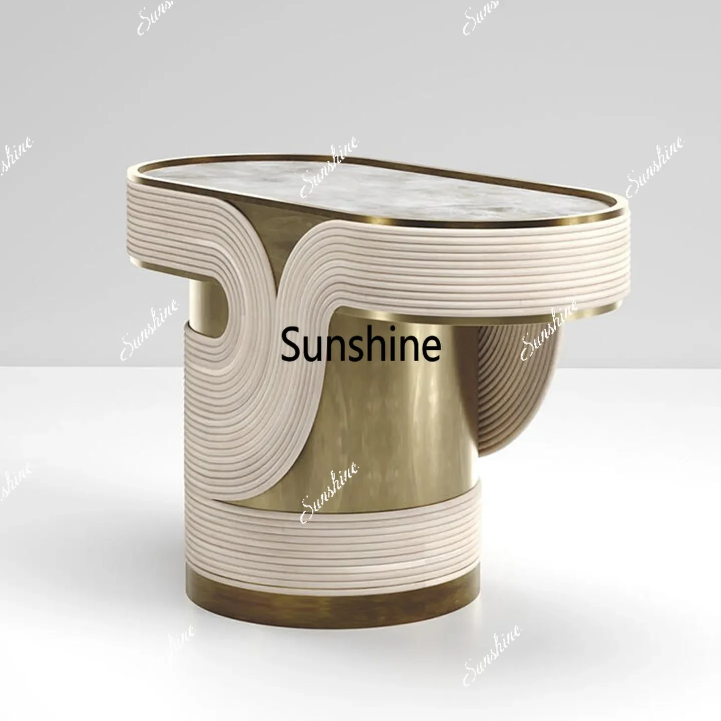 Italian light luxury marble bedside table modern special-shaped side bedroom storage cabinetTJ