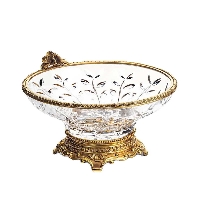 

Французская элитная роскошная хрустальная стеклянная тарелка с фруктами для гостиной, журнальный столик, бытовая, европейско-американская, элитная тарелка с фруктами, ornam