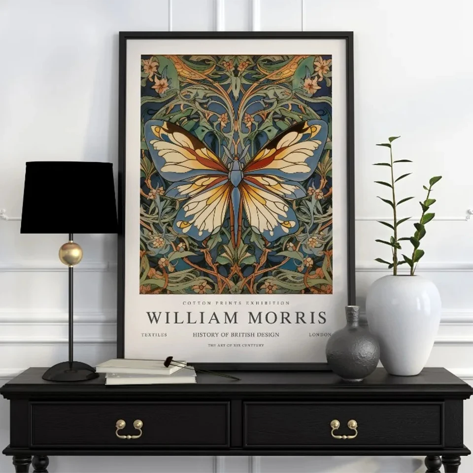 Vintage William Morris Exhibition Butterfly Moon, Stars 5DDIY Diamond Painting Art  Painting Photos Living Room Home Decoration