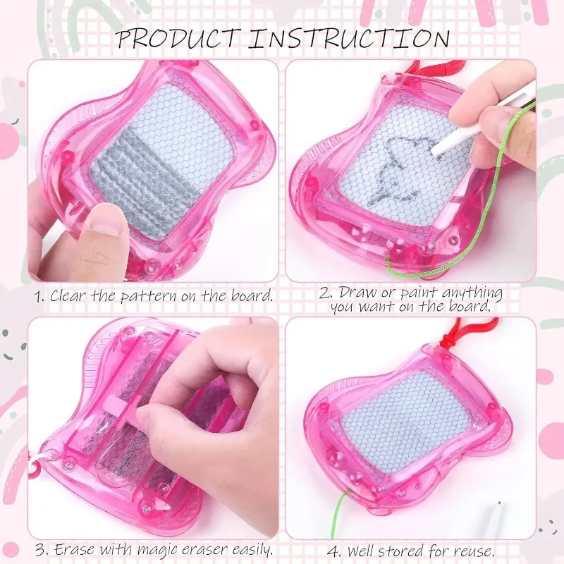 1-10 قطعة لوحة رسم مغناطيسية صغيرة المفاتيح خربش الوسادة مع قلم لعبة محمولة قابلة للمسح لوح كتابة هدية تعليمية للأطفال