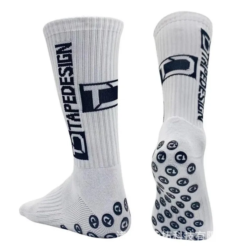 1 pair of new mid tube football socks with anti slip silicone sole, thick towel cushioning, football socks, basketball socks