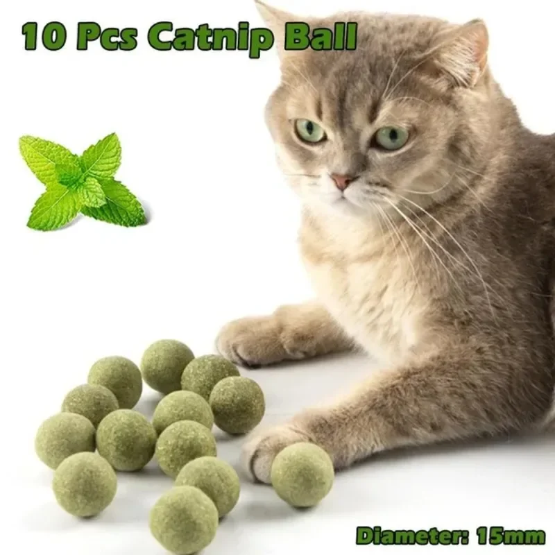 10 Pcs 15mm Healthy Natural Mint Ball Catnip Ball Playing Toy Molars Supplies Pet Snacks Cat Supplies