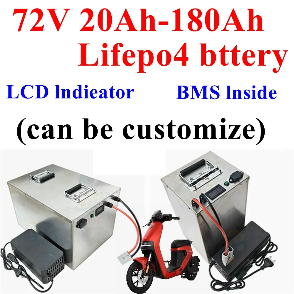 

Bateria de lítio BMS de LiFePO4 para o "trotinette", inversor, bicicleta de EV, triciclo, caravana, 72V, 20Ah, 40Ah, 60Ah, 80Ah,