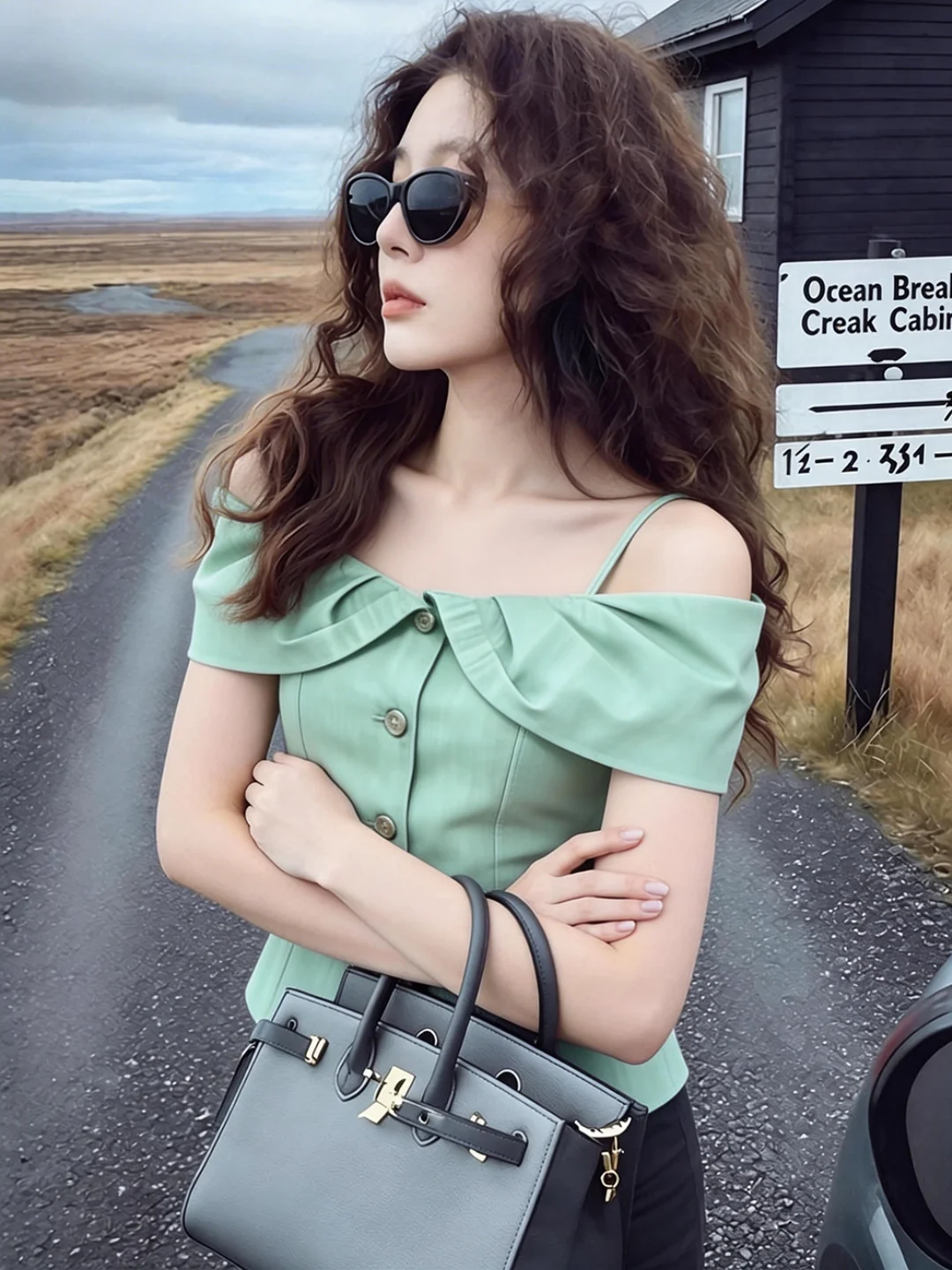 

Retro Waist-Cinching Shirt for Women Unique Beautiful Summer Fashion Gentle Style Short Sleeve One-Shoulder Breathable Skin-F...