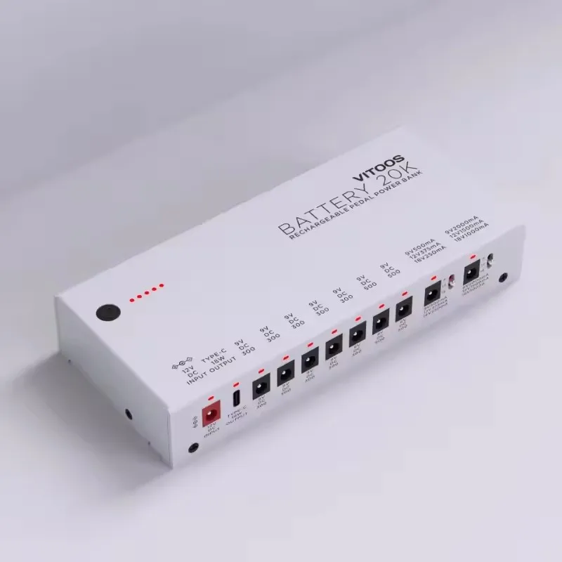 VITOOS BATTERY 20K Isolated Effects Pedal Power Supply - 9 Channel Outputs, 1 Type-C Port, Noise-Free for Multiple Pedals