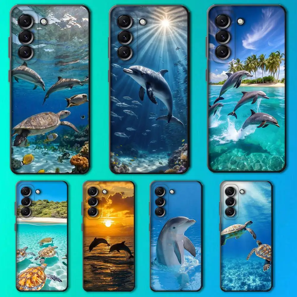 

Deep sea turtle dolphin Phone Case For Samsung Galaxy A13,A21s,A22,A31,A32,A52,A53,A71,A80,Soft Black Shell