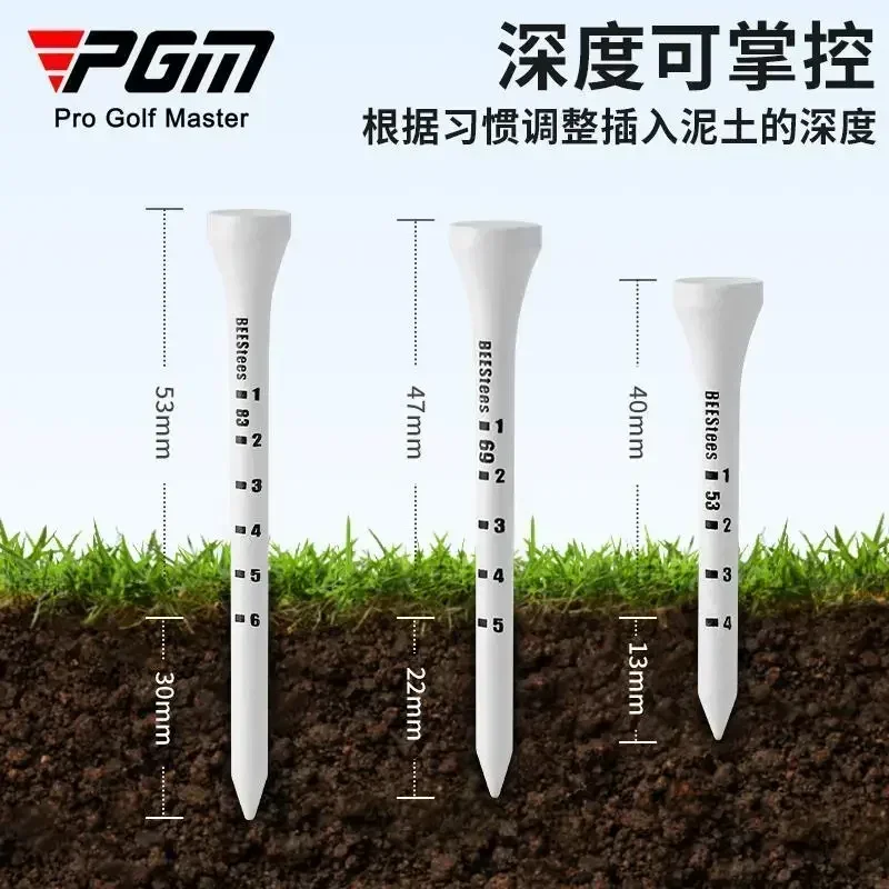 PGM Golf Wood Tee Limit Adjustable Height Ball Pin Depth Mark Tees QT029