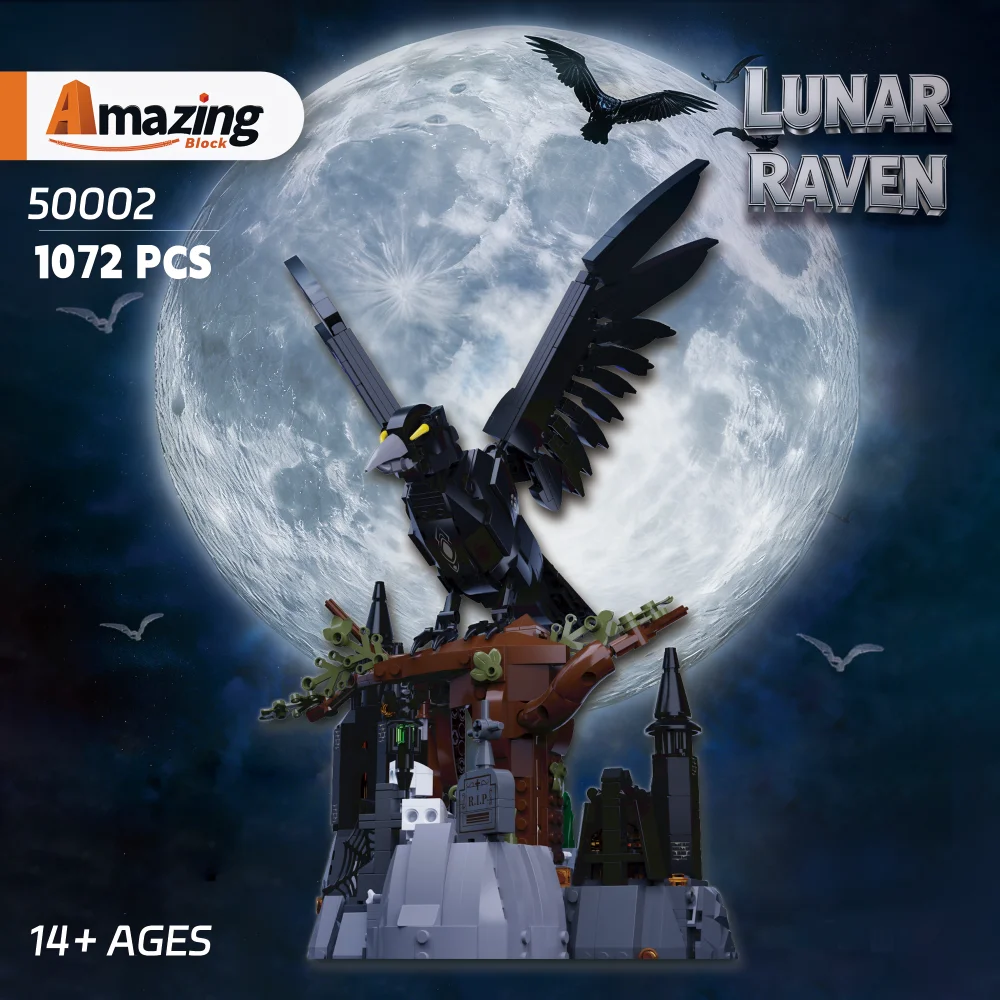 

Набор строительных блоков Lunar Raven из 1072 деталей: Модель замка в форме увядшего дерева, настольный декор, развивающие игрушки DIY для детей, подарки