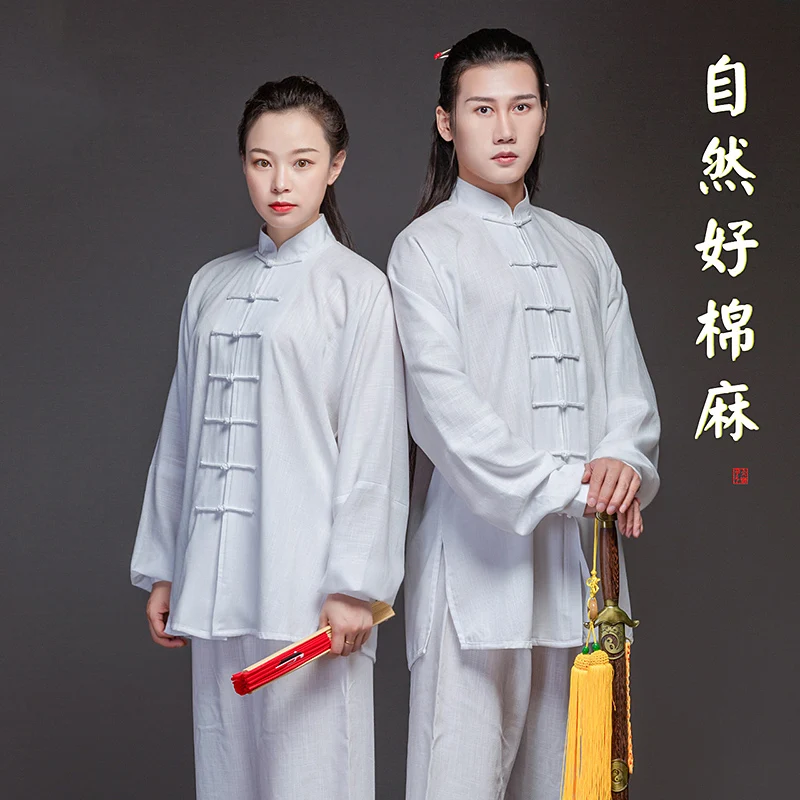 **Premium Men's 3-Season Stretch Cotton Tai Chi Practice & Competition Uniform - Breathable Mid-Aged Design for Martial Arts & B