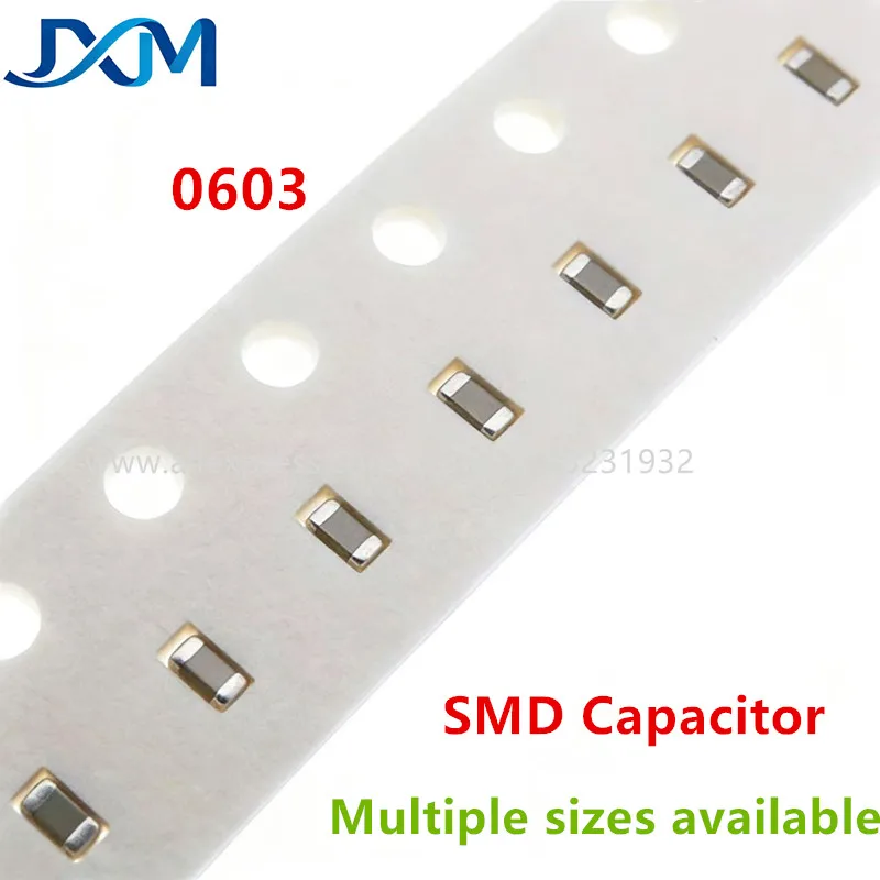 100pcs/lot 0603 SMD Capacitor 1pF 2.2pF 3.3pF 4.7pF 20pF 30pF 47pF 100pF 150pF 220pF 330pF 470pF 1nF 2.2nF 3.3nF 4.7nF 10nF 15nF