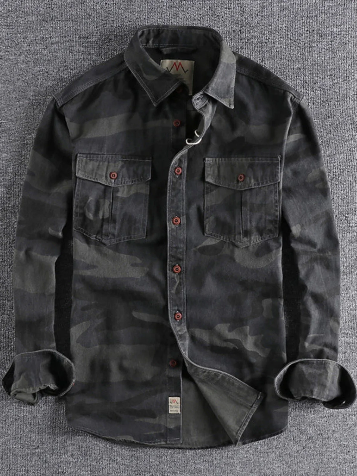 

00% Pure Cotton Long Sve Men's Camouflage irt Spring Autumn Outdoor Wear Resistant Loose Outerwear Youth Workwear