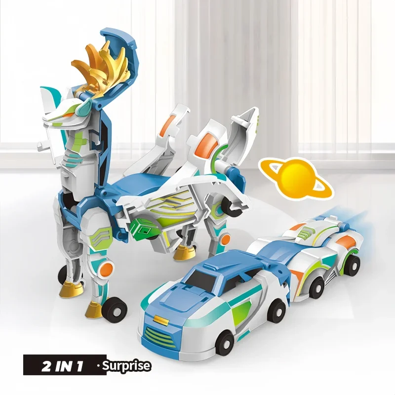 Creative Mars Deer Collision Deformation Car Series 2 in 1 Portable Magnetic Transforming Model Cars Toys Gifts for Kids Boys