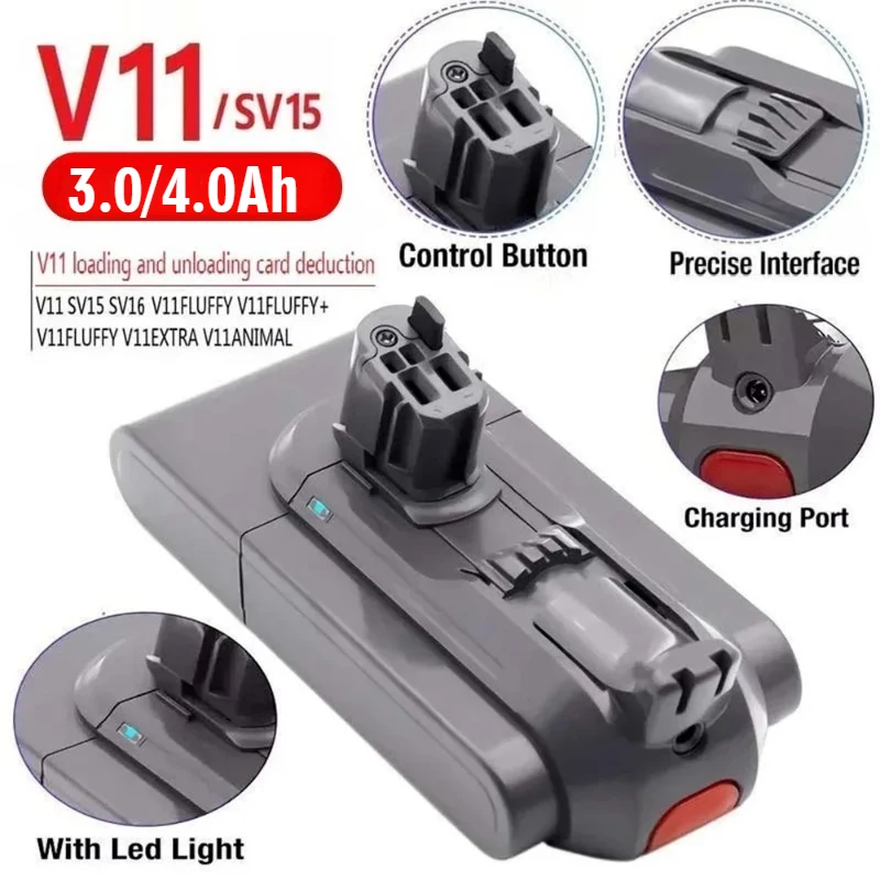 

Replacement Lithium Battery for Dyson V11 Vacuum Cleaner Accessories - SV15/SV16 Snap on Battery Rechargeable