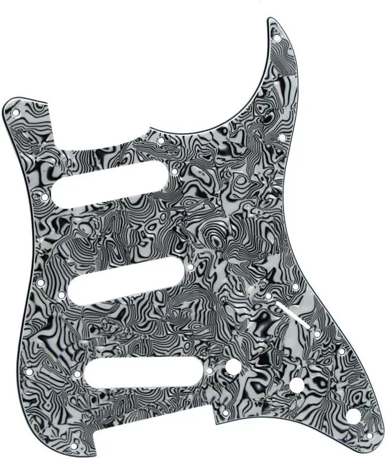 Set SSS Guitar Plectrum Guard 11 Hole Backplate & Plectrum Guard Screws Zebra Stripe with Backplate Guard Set