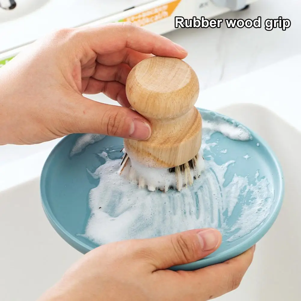 Dish Scrub Brush Bristles Wooden Handle Cleaning Remove Stain Reusable Pot Washing Kitchen Cleaning Brush