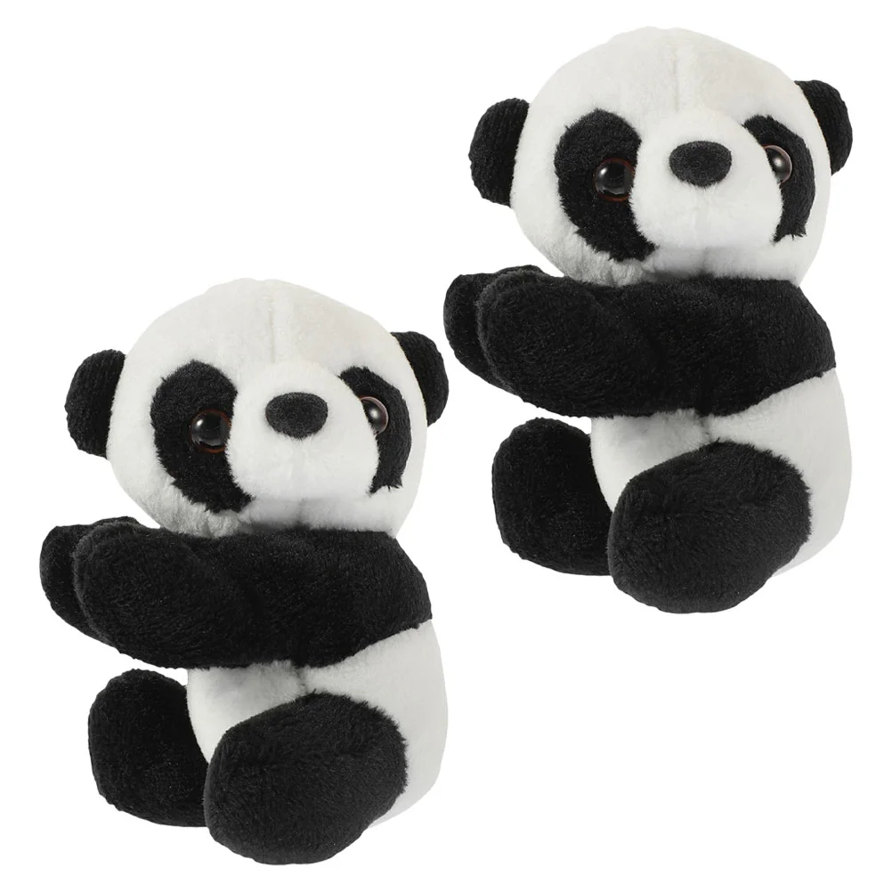 

2 Pcs Panda Clip Plush Animal Hug for Photo Memo Black Child Office