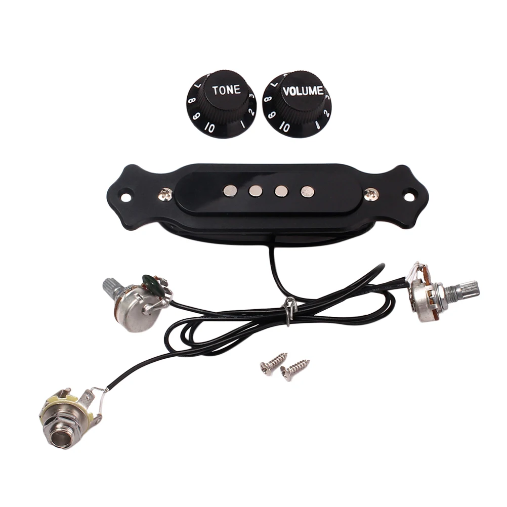 

Metal Black Four-String 4-Pole Soundhole Pickup Perfect Replacement for Cigar Box Guitar Durable Lightweight Guitar Pickup
