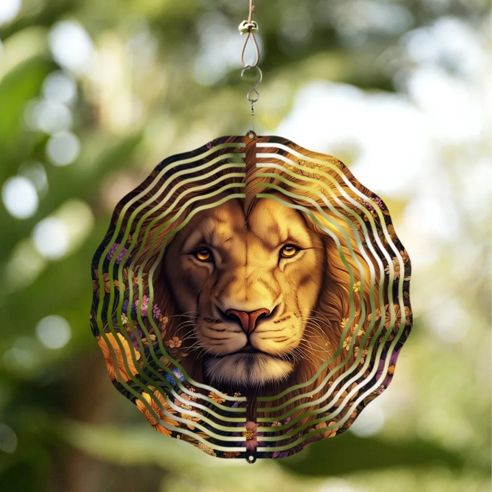 

Lion Wind Chimes Rotator - Metal Outdoor Garden Art Decor for Patio