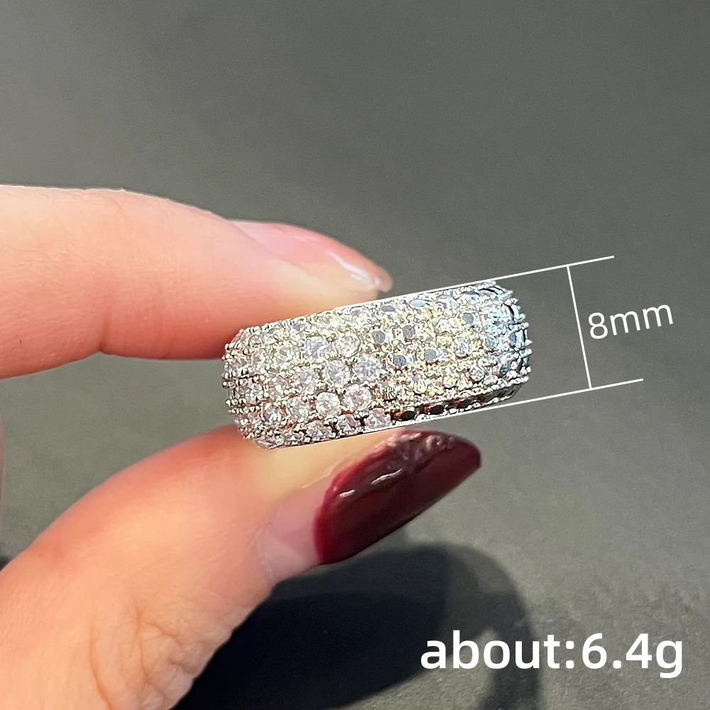 New Bling  Cubic Zirconia Women\'s Rings Geometric Square Band Design Luxury Fashion Female Ring for Party  Jewelry