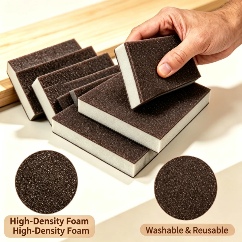 4/5/8 Pcs of 180/220/280 Mesh Ultra-fine Sandpaper Sponges, Washable and Reusable, Suitable for Pot Bottoms, Brushes, Glass, Woo