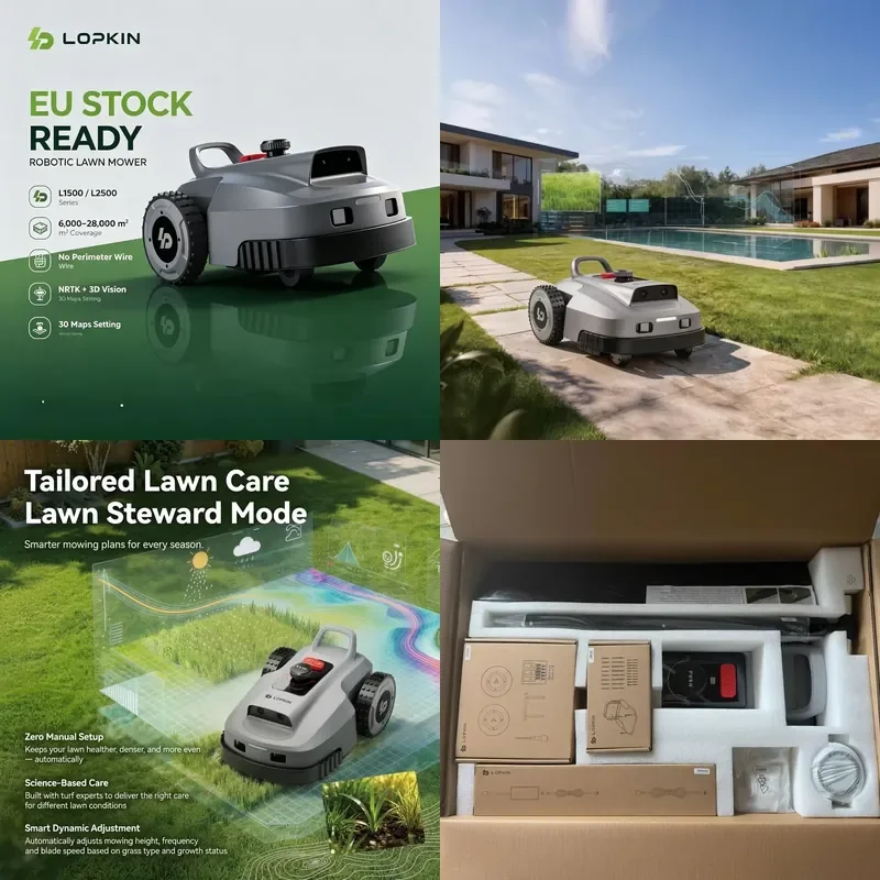 for LOPKIN Intelligent RTK Industrial Wireless Robot Lawn Mower EU Warehouse Vision AI 6000-10000 Square Meter Robotic Grass