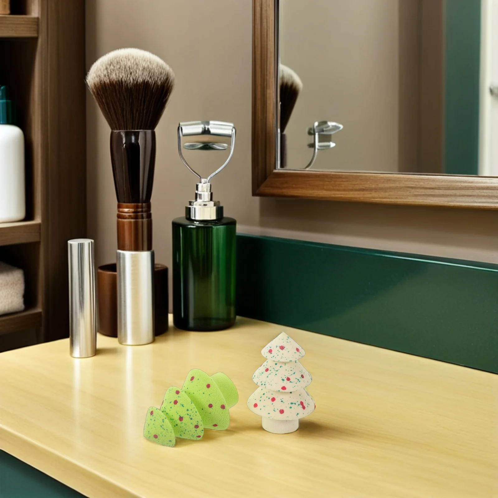 مجموعة واحدة من إسفنجات مكياج عيد الميلاد بتصميم كرة النجوم لبودرة الأساس الرطبة السائلة وخلاط قضيب الوجه #1