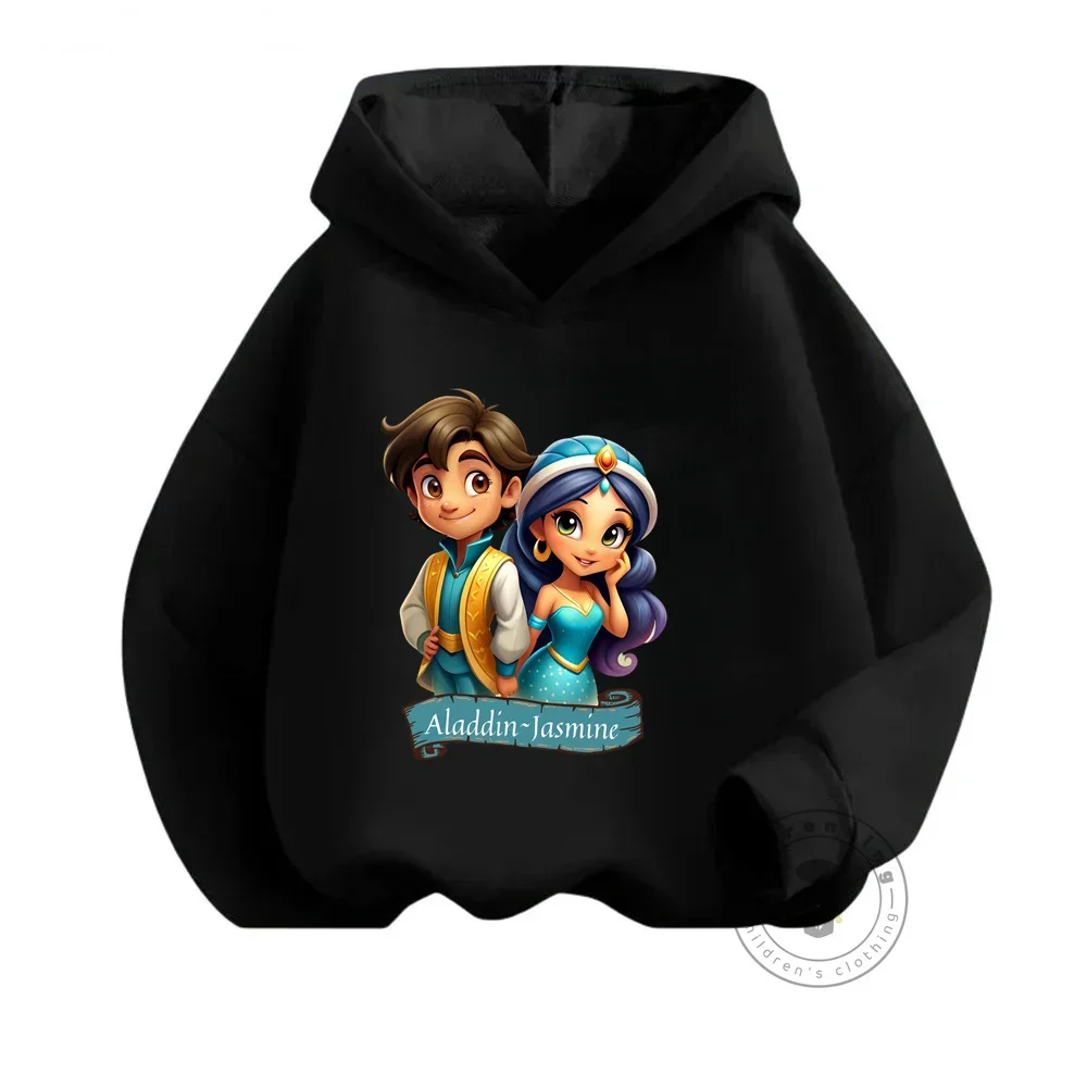 Funny Sweatshirts Aladdin Cartoon Printing Hoodie New Fall 2024 Children Girls Boys Stylish and Cute Manga Hoody Baby Casual Top