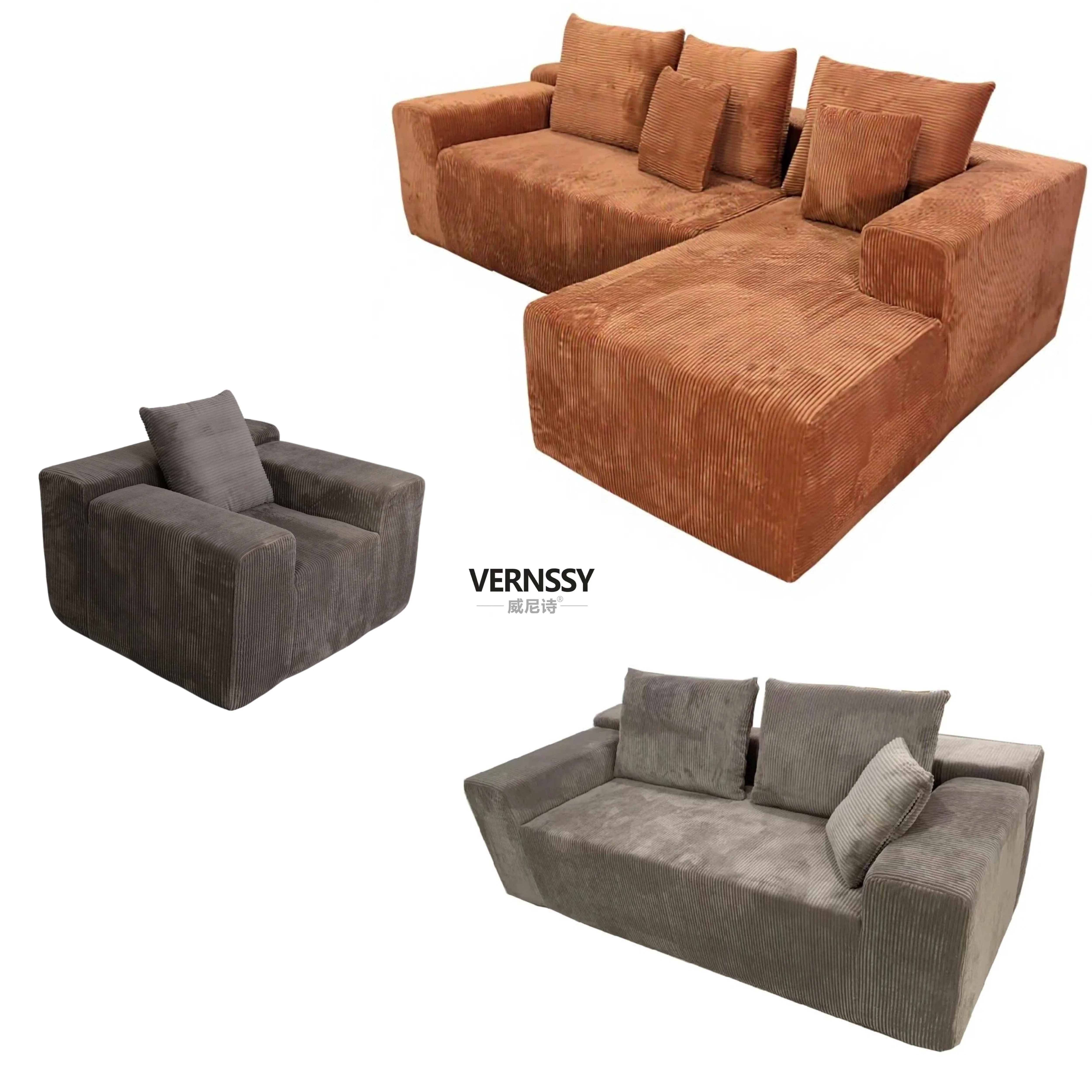 Coofull VERNSSY Modern Velvet Vacuum Compression Sofa Two Seat Modular High Density Sponge Foldable Portable Reclining Removable