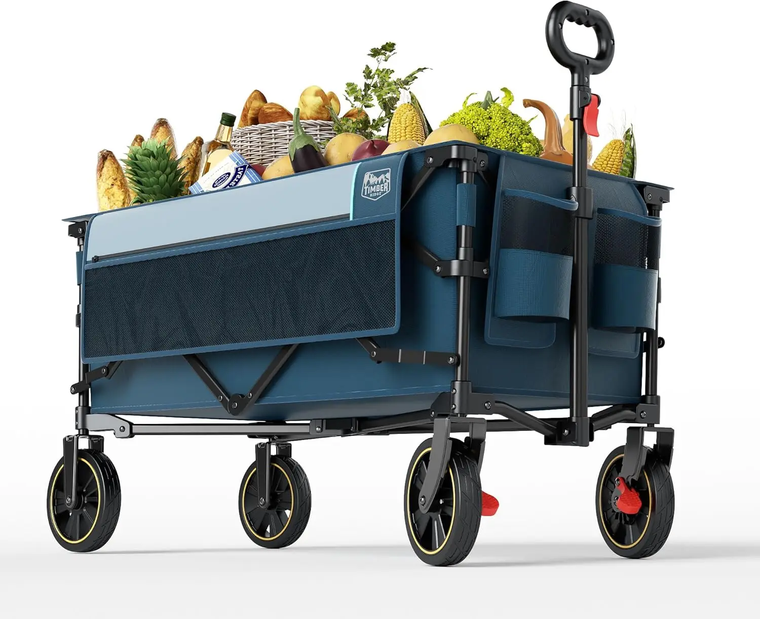 

Collapsible Wagon Cart with Brakes, 200L Large Capacity Portable Folding Utility for Camping Gardening Shopping