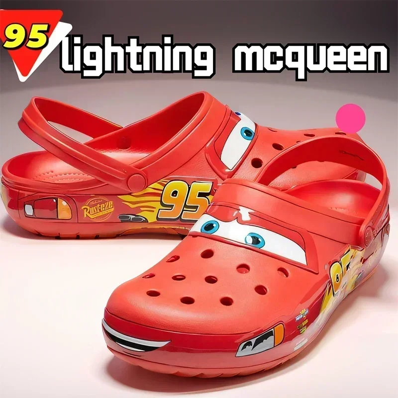 Aoger Disney Lightning Mcqueen Crocs ocio zapatillas de playa al aire libre lindo dibujos animados anime piscina antideslizante Crocs No95 zapatillas de coche