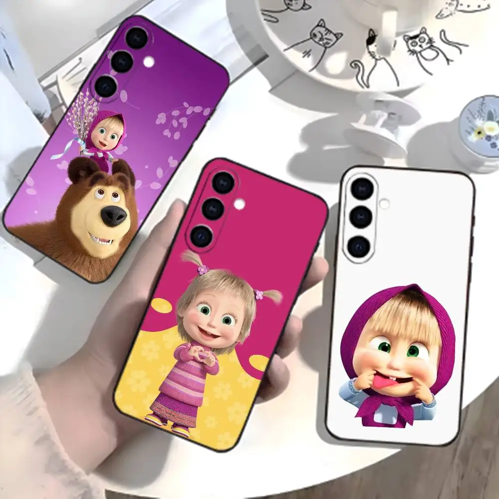 

Cute Masha and the Bears Phone Case For Samsung Galaxy A73,A21s,A22,A31,A52,A53,A71,A41Soft Black Shell