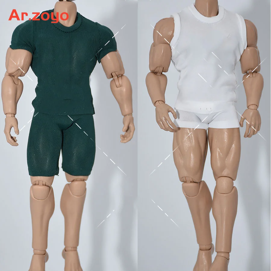 1/12 Men Soldier T Shirt Vest Boxer Briefs Soft Sexy Shorts Underpants Long Pants Bottom Shirt For 6'' Action Figure Body Dolls