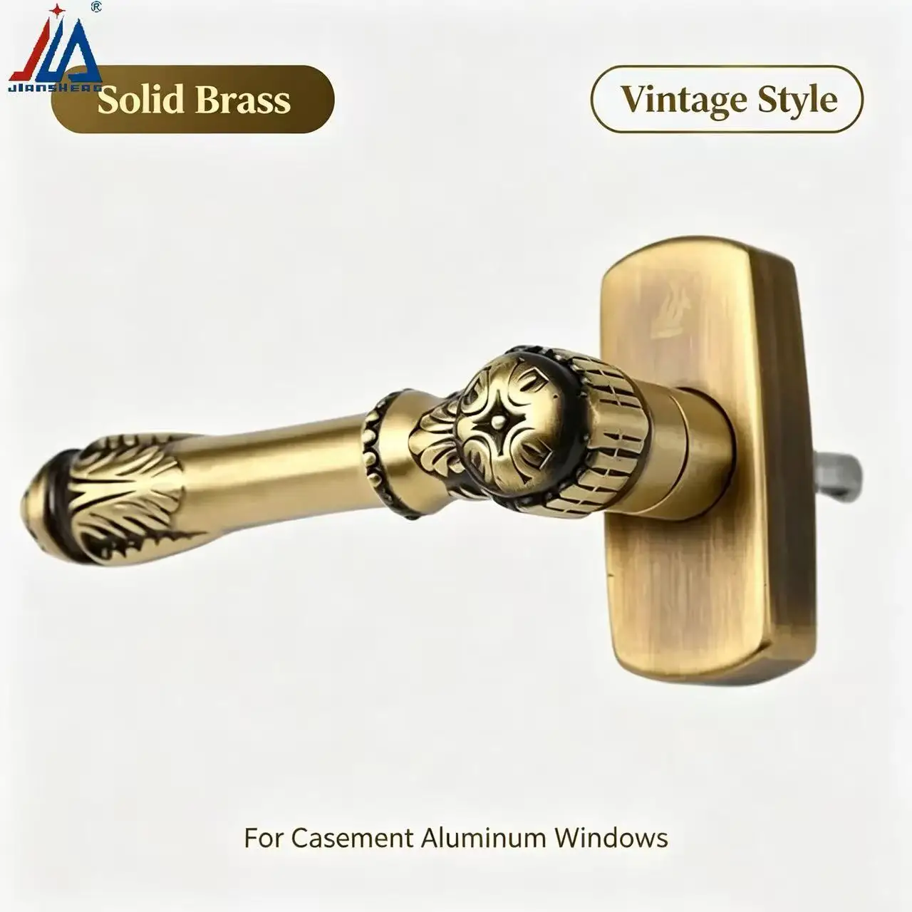 Premium Solid Brass Casement Window Handle, Vintage Bronze Lever for Aluminum Window, Replacement Hardware