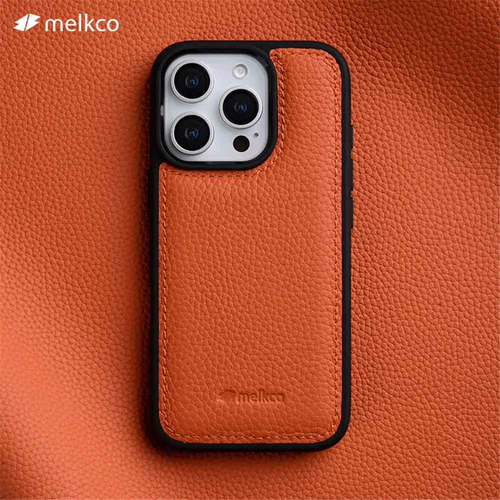 

Melkco Genuine Cowhide Leather Case for iPhone 14 15 16 Pro Max Business Back Cover