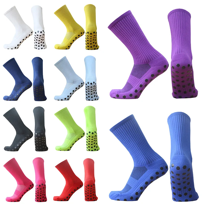 New Men Women Outdoor Sports Breathable Solid Color Football Socks Training Slip Resistant Silicone Soccer Socks