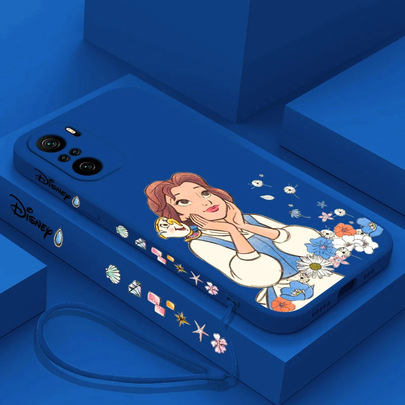 Beauty And Beast Princess For Xiaomi Redmi Note 13 12 12Pro 11 11S 11T 10S 10 Pro Plus Liquid Left Rope 5G Phone Case