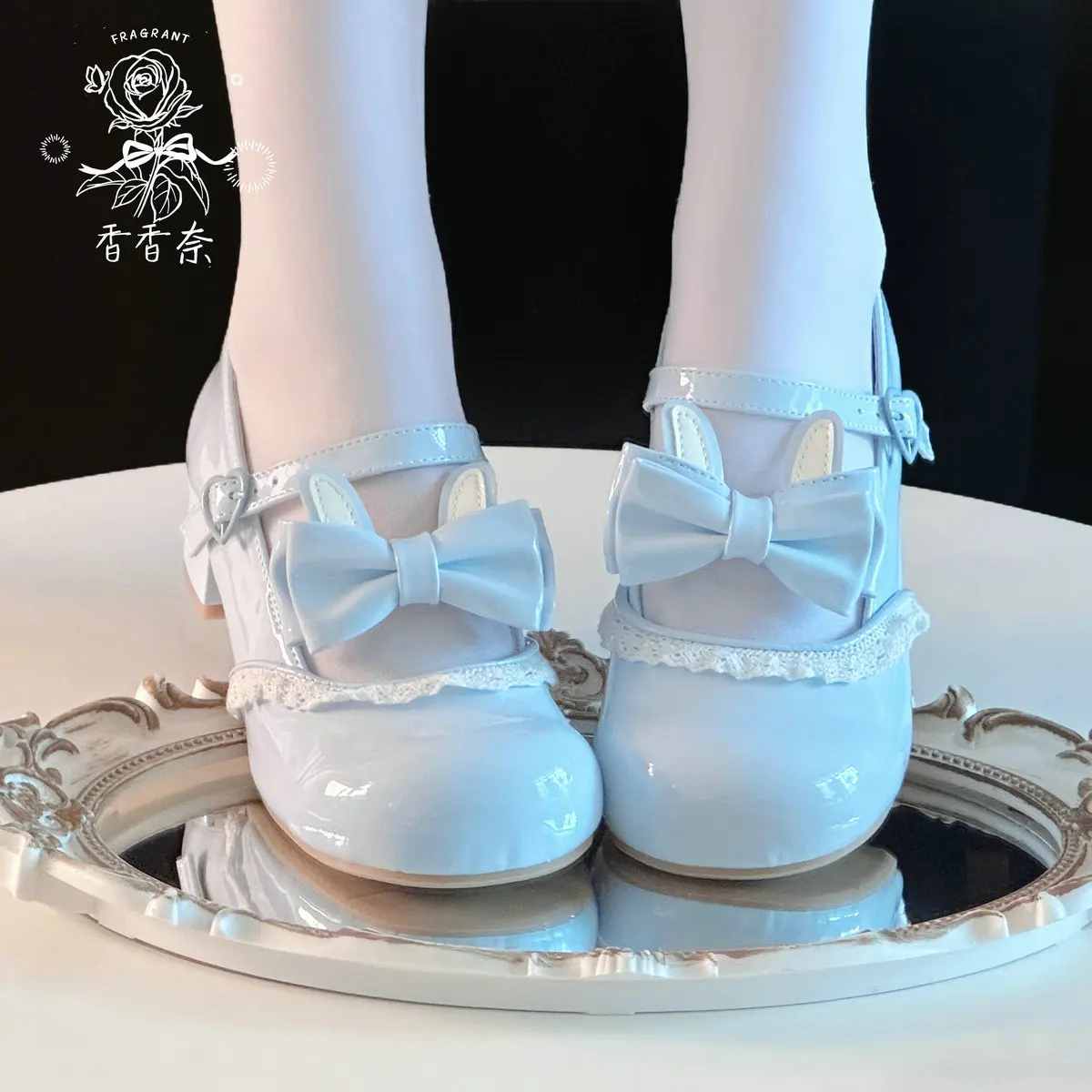 Milk Candy Rabbit Cute Shoes Lolita Round Head Leather Shoes Japanese Female Student Low Heel Sweet Loli Tea Party Single Shoes