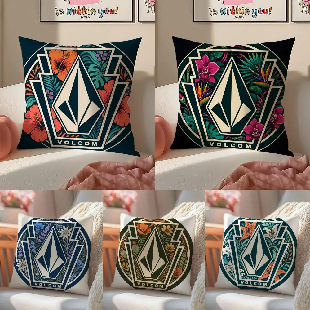 Fashion Sports Stone V-VolcomS Cushion Cover Double-Sided Plush Sofa Cushion Covers Organic Breathable Invisible Zipper