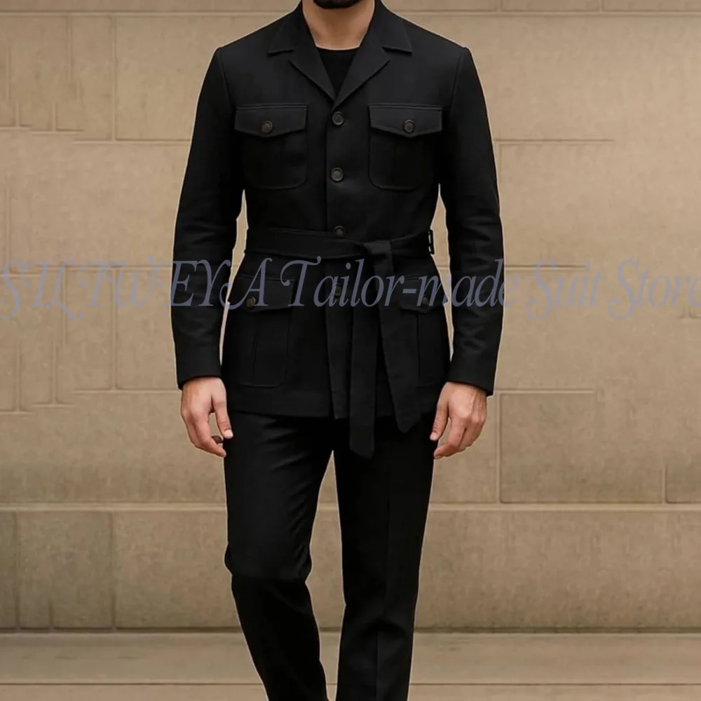 

Black Men Suit Fashion 2 Pieces Blazer+ Pants Business Casual Wedding Gentleman Slim Formal Casual Style Groom Prom Tuxedos