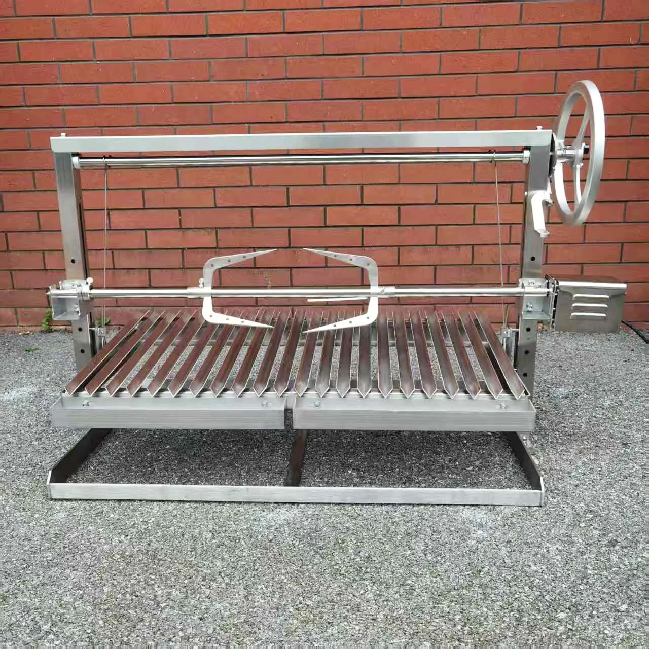 

40" Charcoal Stainless Steel Asado Parrilla/ Santa Maria / Argentine Argentina BBQ Grill with Heavy-duty Rotisserie GK1000E2R