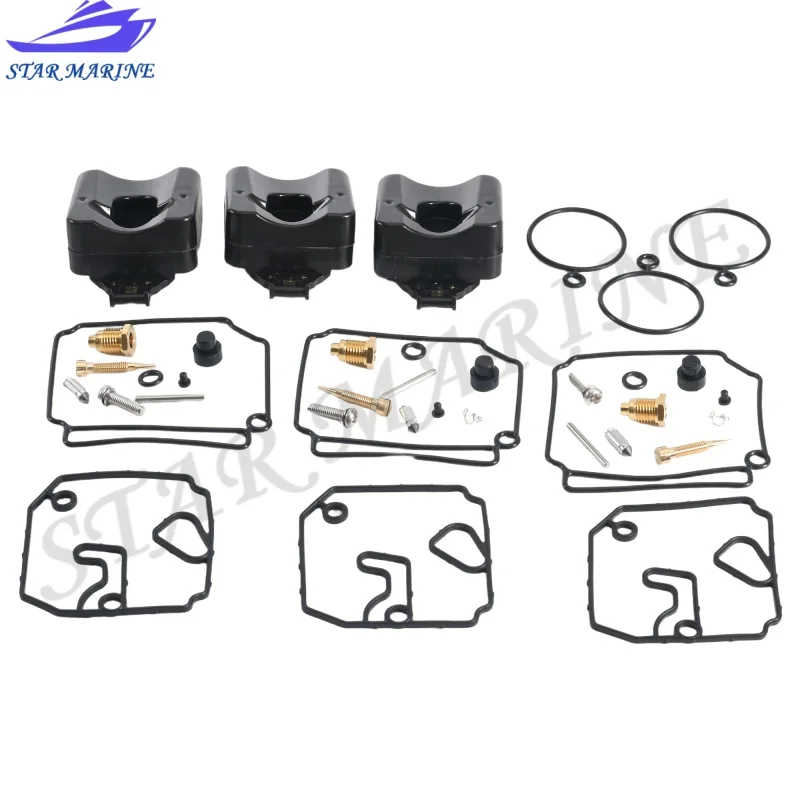 6H4-W0093 3 Sets Carburetor Repair Kit 6H4-W0093-04 For Yamaha Outboard 2T 40HP 50HP 6H4-W0093-02 6H4-W0093-03 Sierra 18-7767
