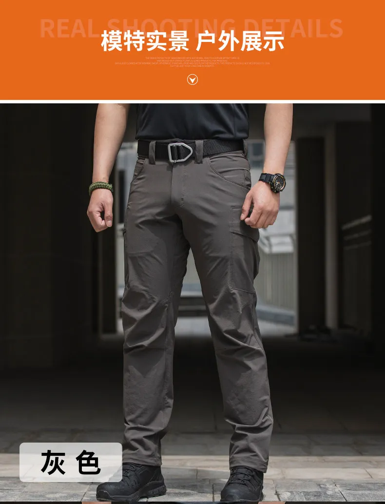 Pantalones Tácticos para Exteriores de Primavera y Otoño, Pantalones Impermeables Ligeros de Tejido Softshell, Pantalones de Montañismo con Pierna Elástica