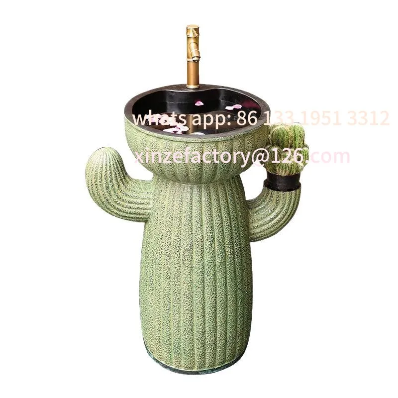 

Customizable creative outdoor column wash basin balcony outdoor integrated floor type kindergarten villa courtyard wash basin