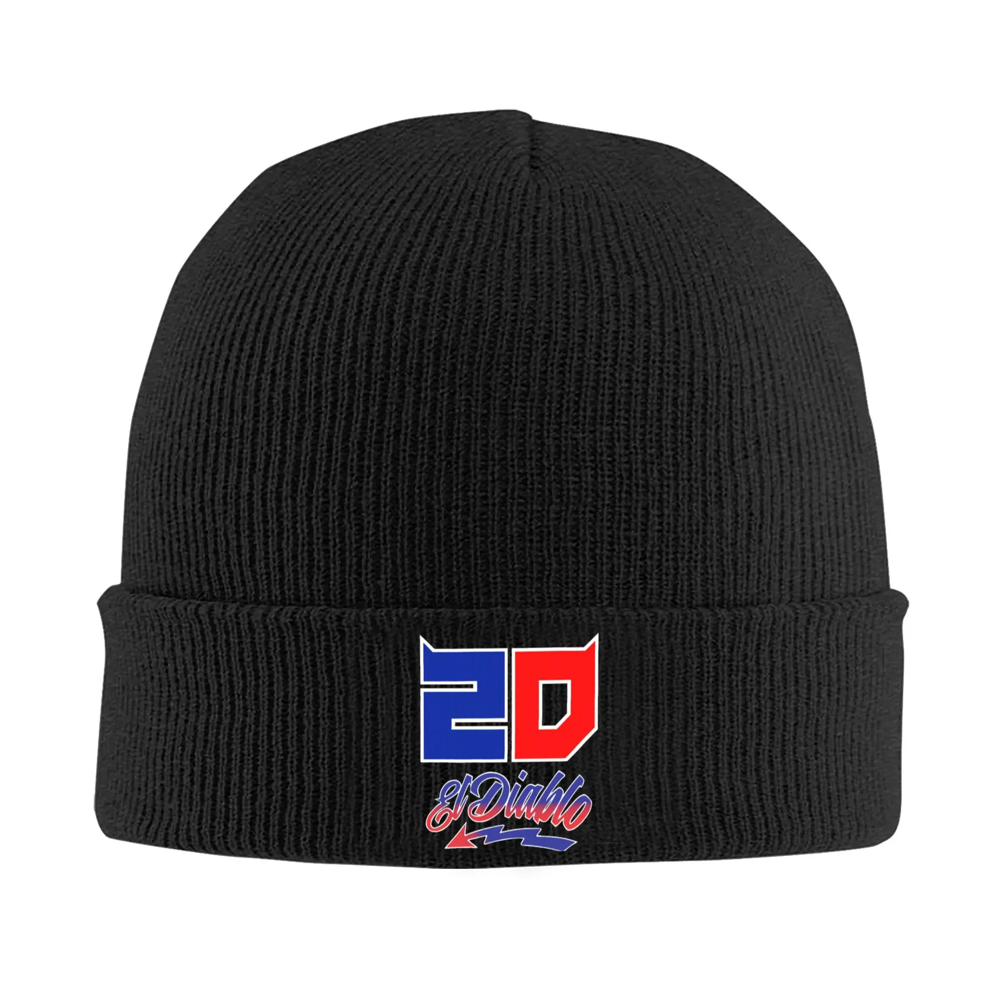 Gorros personalizados Fabio Quartararo Motor Racing Skullies, gorros Unisex, gorro tejido cálido para invierno, gorros para adultos El Diablo 20