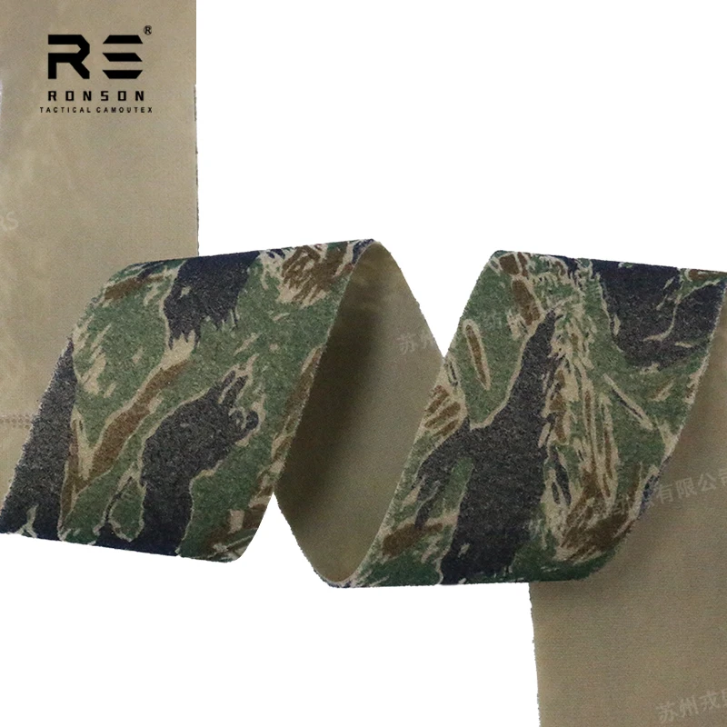 Customized 100% Nylon Tiger Stripe Camouflage Hook And Loop Roll for Outdoor Sports And Camping Gear