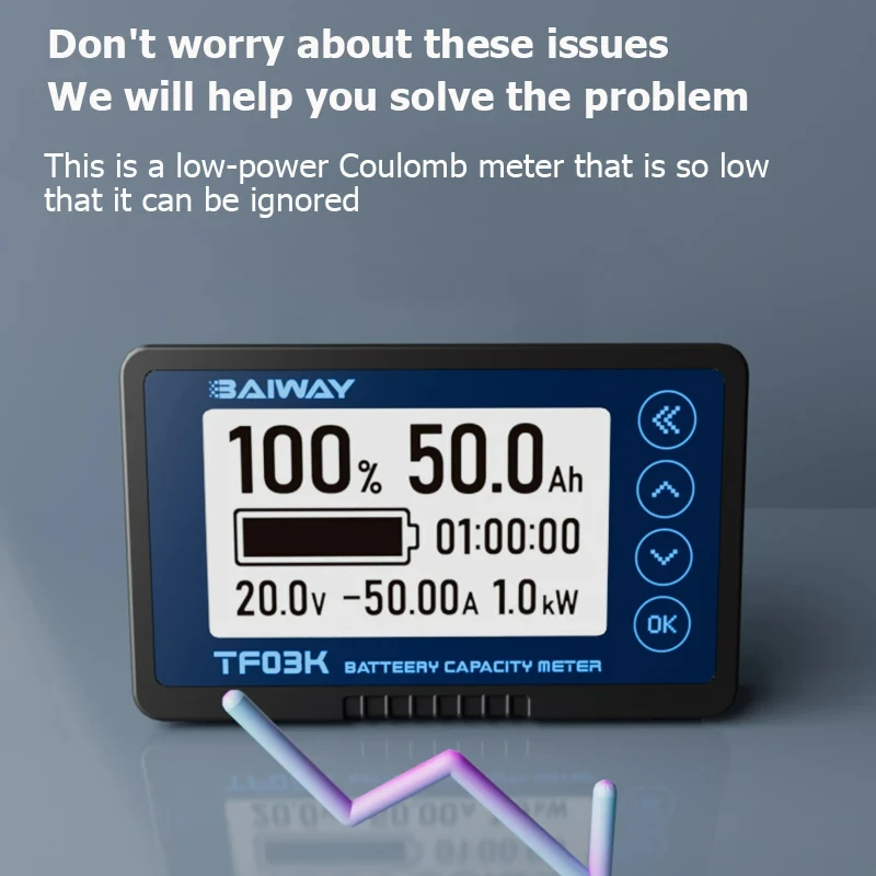 TF03K Coulomb Meter DC 8-120V 50A/100A/350A/500A Voltage Current Display Battery Capacity Tester for Electric Car Touring Car