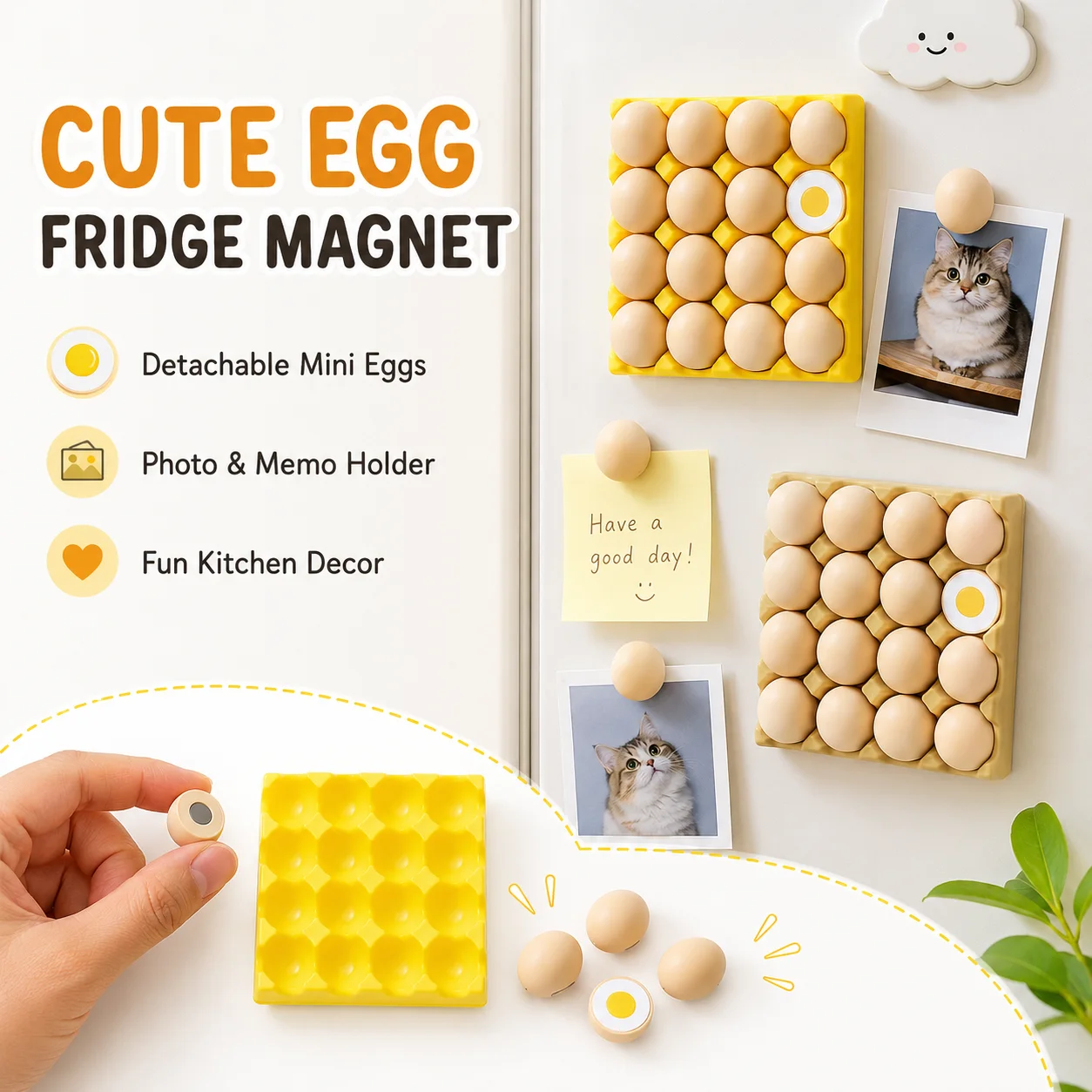 Magnetic Egg Carton Fridge Magnet Cute 3D Mini Egg Photo Memo Clip for Refrigerator Locker Whiteboard Dorm Kitchen Decoration