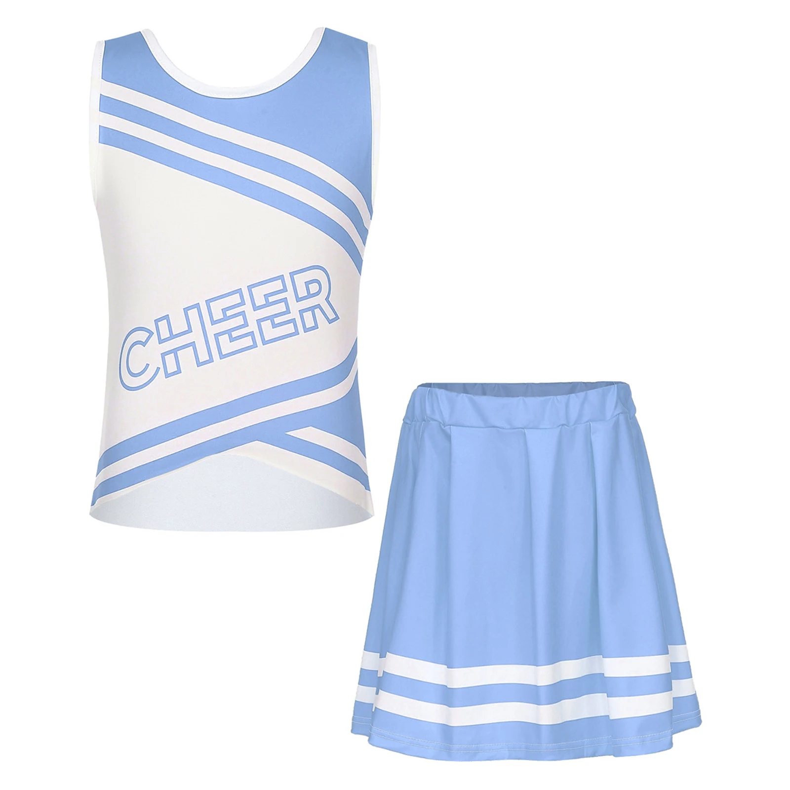 

2Pcs Cheerleader Dance Performance Uniform Letter Print Top And Pleated Skirt for Daily Sports Activities Cheer Wear